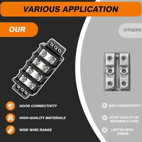 Terminal Blocks Double Row Stainless Steel 10-22 AWG Copper 600V/30A Rated 2-14 Poles Neat Circuit Solution 1 Pack TBD (2 Poles) in Kuwait