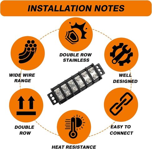 Terminal Blocks Double Row Stainless Steel 10-22 AWG Copper 600V/30A Rated 2-14 Poles Neat Circuit Solution 1 Pack TBD (2 Poles) in Kuwait