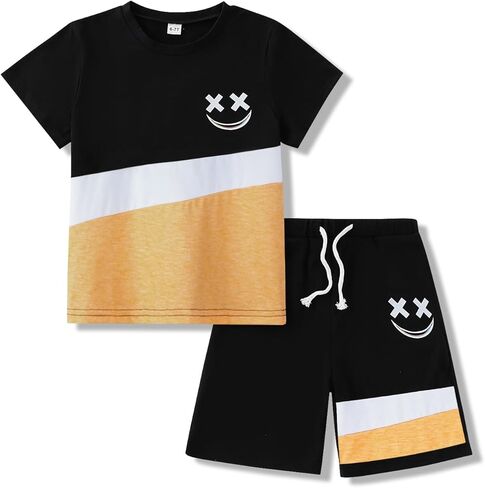 Boys Clothes 2 Piece Size 6-13Y Short Sleeve T-Shirt & Shorts Set Casual Kids Boys Spring Summer Outfits in Kuwait