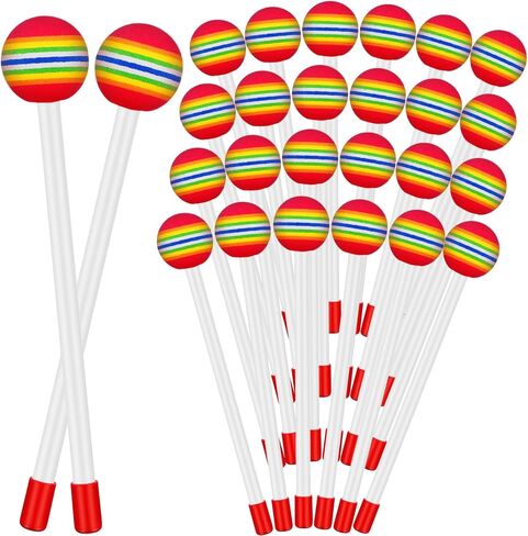 Boao 24 PCS Kids Drum Sticks Rainbow Lollipop Timpani Mallets 8.5 بوصة الرغوة الناعمة الرغوة الإيقاعية in Saudi Arabia