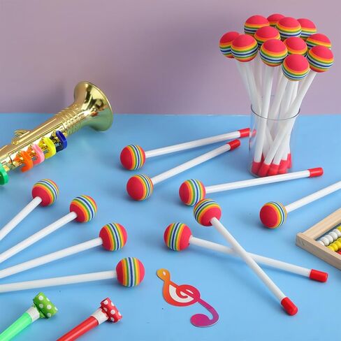Boao 24 PCS Kids Drum Sticks Rainbow Lollipop Timpani Mallets 8.5 بوصة الرغوة الناعمة الرغوة الإيقاعية in Saudi Arabia