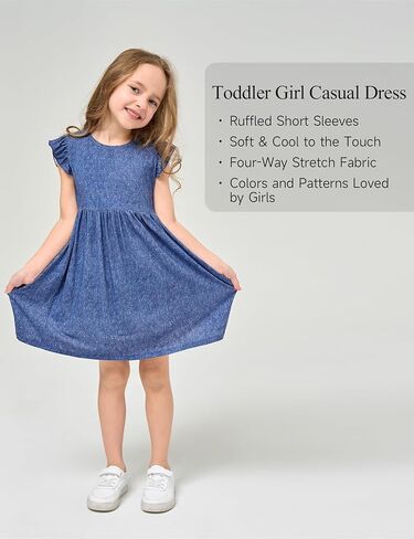 Bamboo Viscose Toddler Girl Dresses Ruffle Short Sleeve Girls Summer Dress in Kuwait