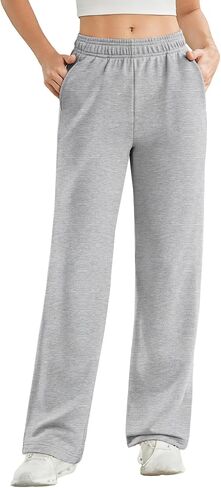PINSPARK للسيدات المرتفعات المرتفعة على مستقيم الساق بشكل مستقيم من Sweatpant مريح الرباط التجريبي تجريب السراويل العرق جيب دافئ بانت غير رسمية in Saudi Arabia