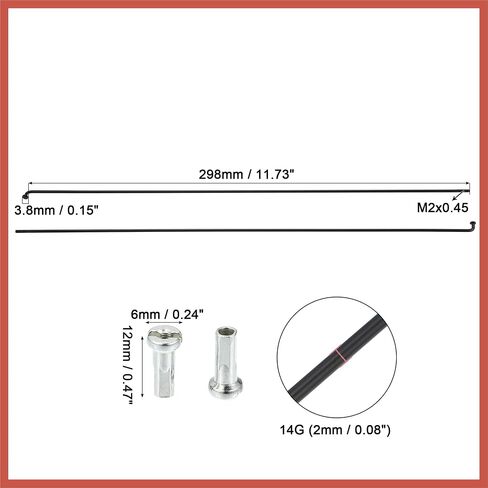 ACROPIX 12 Pcs 14G J Bend 298mm x 2mm Bike Bicycle Spokes with Nipples Steel Black Car Parts in Saudi Arabia