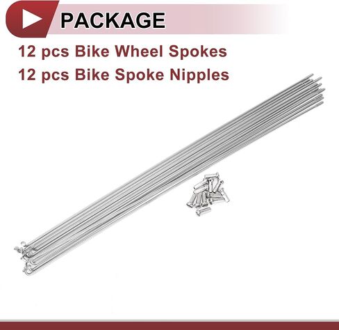 12 Set 14G Bicycle Spokes 297mm Bike Wheel Spokes 304 Stainless Steel Silver Tone in Saudi Arabia