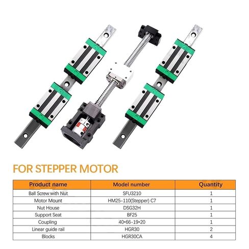 Double nut Ball Screw Control Machine 2Pc HGR30 Linear Guide +1Pc SFU3210 Ball Screw Set+4Pc HGH30CA Block XB+DSG+HM25-110 L300-1000mm for Parts 3D(900mm) in Kuwait