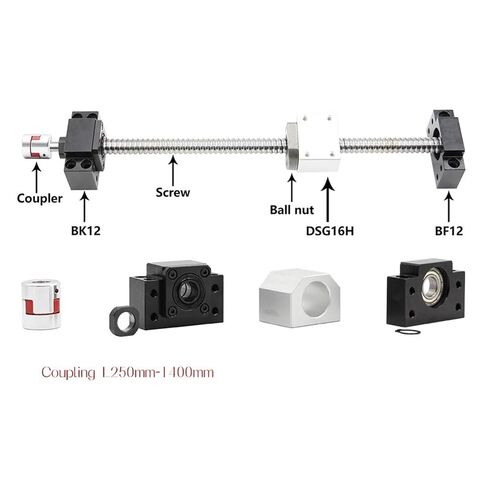 Linear Motion Ball Screw Precision Part SFU1610 Ball Screw Kit 16mmlead 10mm RM1610 Rolled Ball Screw C7 Type with Single Ball Nut + Nut Housing+1set BKBF12(265mm) in Kuwait
