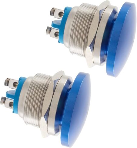 2 PCS Mushroom Head Push Dotte ، Formarary Formary IP65 Metal Start Button- 1No On Off Mouting Domed Screw Terminal SPST 1A 250V in Saudi Arabia