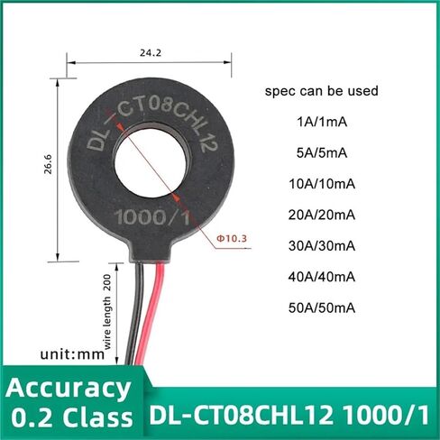 دقة MINI التيار المحول 0 ~ 60A 1000/1 2000/1 PCB Mount 2/4 دبابيس Toroidal CT AC 1A 5A 10A 20A 30A 50A 8 أنواع (DL-CT08CL6 1000-1) in Kuwait