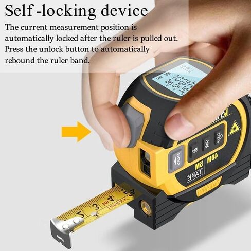2025 New Almighty Ruler, Tools Tape Measure, 3-in-1 Rangefinder With LED Display, Digital Tape Measure (Yellow 1Pc) in Saudi Arabia