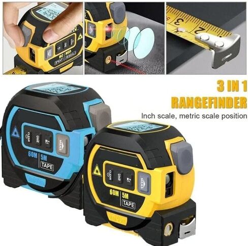 2025 New Almighty Ruler, Tools Tape Measure, 3-in-1 Rangefinder With LED Display, Digital Tape Measure (Yellow 1Pc) in Saudi Arabia