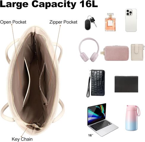 GAEKEAO Tote Bag for Women Work with Zipper Vegan Leather Ladies Travel Shoulder Bags Purses and Handbags Casual Weekender in Kuwait