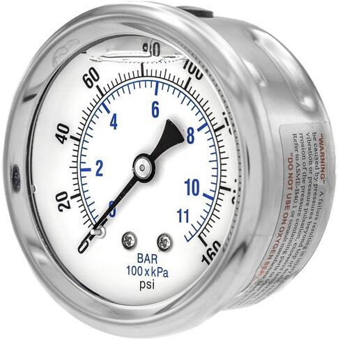 2 Pack of Liquid Filled Center Back Mount Pressure Gauge with 2.5" Dial, 0-160 PSI, 1/4" Male NPT Connection, Stainless Steel CASE and Bezel (2) in Saudi Arabia