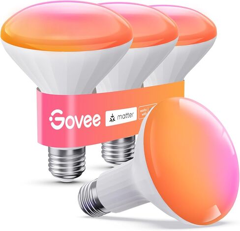 Govee BR30 المصابيح الإضاءة الذكية ، تعمل مع Matter ، Alexa و Google Assistant ، المصباح LED LED ، WiFi RGBWW المصابيح الكهربائية المتغيرة ، يمكن لمصباح كهربائي ، 2.4 جيجا هرتز فقط ، 850 لومين ، 4 حزمة in Saudi Arabia