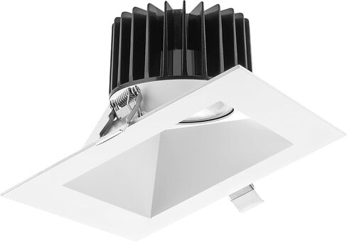 Maxxima 4" Canless Sloped Recessed Anti-Glare LED Downlight, For Sloped Ceilings, 1000 Lumens, IC Rated, 5 Color Temperature Selectable 2700K/3000K/3500K/4000K/5000K, Dimmable Square White Trim 90 CRI in Kuwait