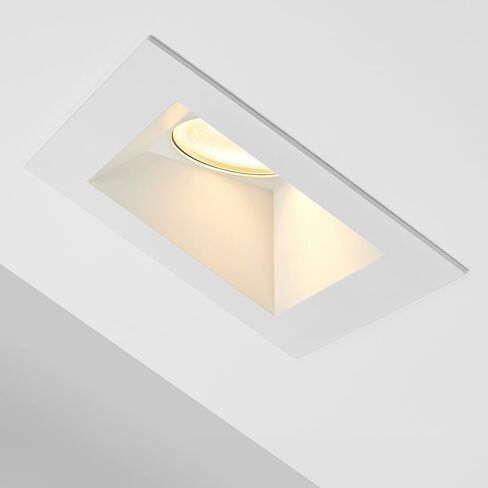 Maxxima 4" Canless Sloped Recessed Anti-Glare LED Downlight, For Sloped Ceilings, 1000 Lumens, IC Rated, 5 Color Temperature Selectable 2700K/3000K/3500K/4000K/5000K, Dimmable Square White Trim 90 CRI in Kuwait