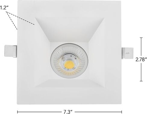 Maxxima 4" Canless Sloped Recessed Anti-Glare LED Downlight, For Sloped Ceilings, 1000 Lumens, IC Rated, 5 Color Temperature Selectable 2700K/3000K/3500K/4000K/5000K, Dimmable Square White Trim 90 CRI in Kuwait