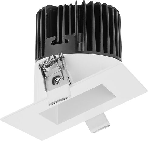 Maxxima 4" Canless Sloped Recessed Anti-Glare LED Downlight, For Sloped Ceilings, 1000 Lumens, IC Rated, 5 Color Temperature Selectable 2700K/3000K/3500K/4000K/5000K, Dimmable Square White Trim 90 CRI in Kuwait