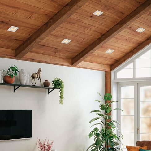 Maxxima 4" Canless Sloped Recessed Anti-Glare LED Downlight, For Sloped Ceilings, 1000 Lumens, IC Rated, 5 Color Temperature Selectable 2700K/3000K/3500K/4000K/5000K, Dimmable Square White Trim 90 CRI in Kuwait