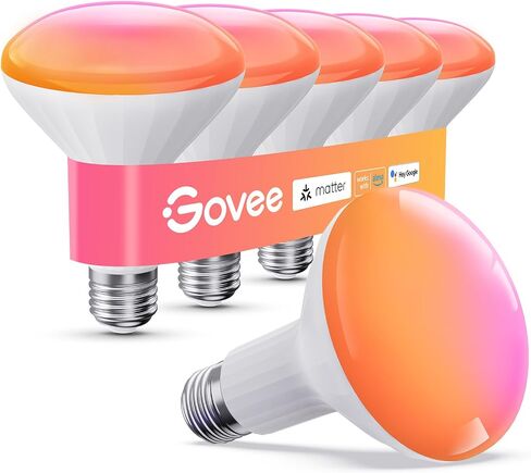 Govee BR30 Smart Light Bulbs, Works with Matter, Alexa and Google Assistant, LED Light Bulb, WiFi RGBWW Color Changing Flood Light Bulbs, Recessed Can Light Bulb, 2.4Ghz only, 850 Lumen, 4 Pack in Saudi Arabia