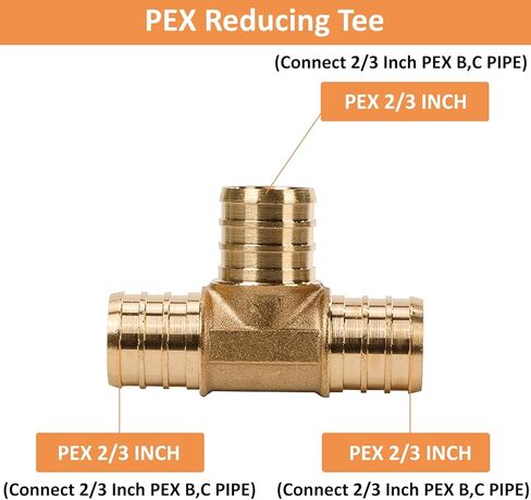 2 حزمة PEX تجهيزات 3/4 "PEX تجعد النحاس تي شيرت لتوزيع مياه الشرب والتدفئة الهيدرونية in Kuwait