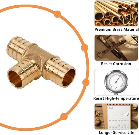 2 حزمة PEX تجهيزات 3/4 "PEX تجعد النحاس تي شيرت لتوزيع مياه الشرب والتدفئة الهيدرونية in Kuwait