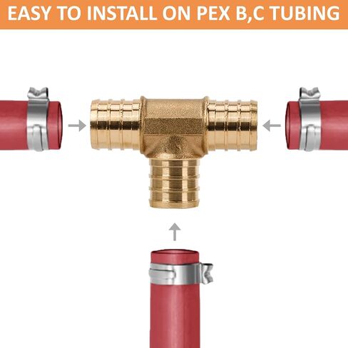 2 حزمة PEX تجهيزات 3/4 "PEX تجعد النحاس تي شيرت لتوزيع مياه الشرب والتدفئة الهيدرونية in Kuwait