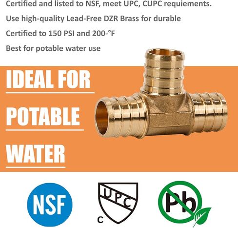 2 حزمة PEX تجهيزات 3/4 "PEX تجعد النحاس تي شيرت لتوزيع مياه الشرب والتدفئة الهيدرونية in Kuwait