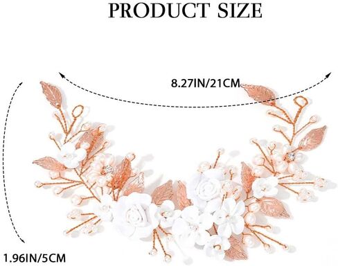 Casdre Flower Bride Wedding Hair Vine Pearl Bridal Headpiece Leaf Hair Accessories Hair Piece for Women and Girls (A Silver) in Saudi Arabia