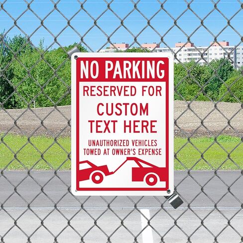 SmartSign Custom No Parking Reserved For - Unauthorized Vehicles Towed - Add Your Text, 14" x 10", 40 mil Laminated Rustproof Aluminum Metal Sign, Personalized Parking Sign, USA-Made in Saudi Arabia