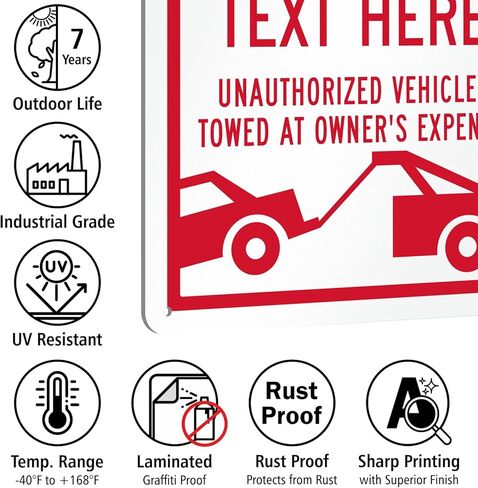 SmartSign Custom No Parking Reserved For - Unauthorized Vehicles Towed - Add Your Text, 14" x 10", 40 mil Laminated Rustproof Aluminum Metal Sign, Personalized Parking Sign, USA-Made in Saudi Arabia