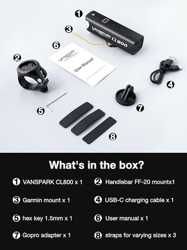 VANSPARK CL800 Bike Lights, Max 1000 Lumens Bike Headlight with Cut Off Beam, 3500mAh USB-C Rechargeable Bicycle Light, CNC-Machined Aluminum Body Waterproof Front Light, Kind Beam for Urban Cyclists in Saudi Arabia