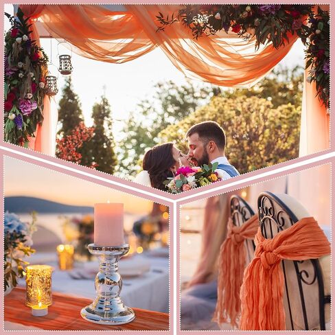 12 PCS Cheesecloth Gauze Table Runners Boho Wedding Decor Rustic Shime Runner for Wedding Table Duff Bridal Decortings (Lradient Green ، 12 pcs) in Saudi Arabia