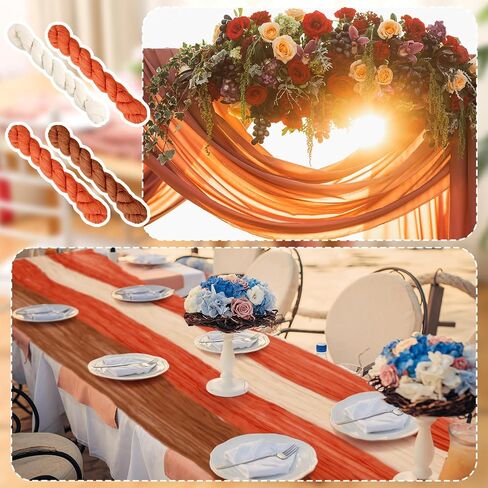 12 PCS Cheesecloth Gauze Table Runners Boho Wedding Decor Rustic Shime Runner for Wedding Table Duff Bridal Decortings (Lradient Green ، 12 pcs) in Saudi Arabia