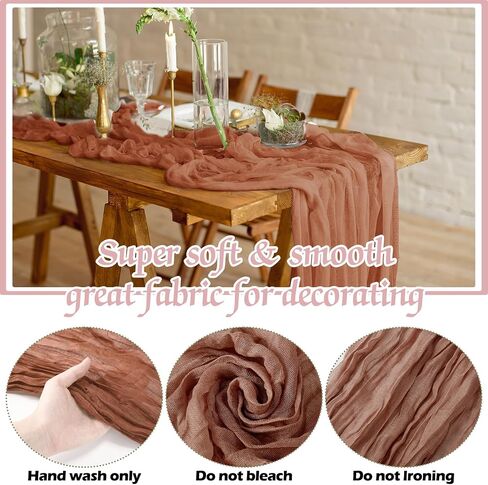 12 PCS Cheesecloth Gauze Table Runners Boho Wedding Decor Rustic Shime Runner for Wedding Table Duff Bridal Decortings (Lradient Green ، 12 pcs) in Saudi Arabia