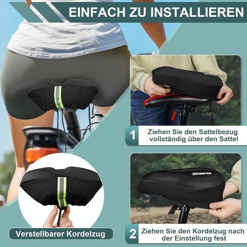 Saddle Cover Gel Cover Made of Comfortable Memory Foam for Bicycle Seat Wide Saddle Cover Suitable for Stationary Bicycles, Indoor Cycling, Spiders, Padded Saddle Cushion Soft Gel in Saudi Arabia