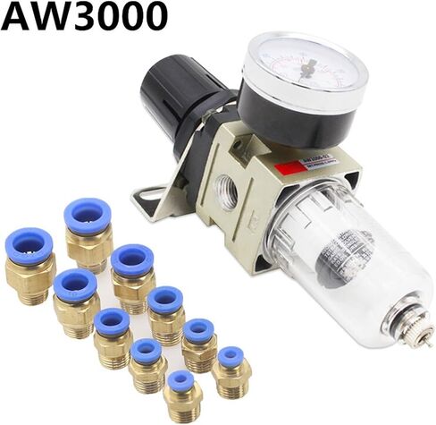 AW2000-02 PNEUMATIC 1/4 منظم ضغط مرشح الهواء التحرير والسرد مرشح ضاغط الهواء الخنازير مع المقياس (تركيبات 4 مم) in Saudi Arabia