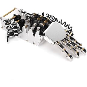 Aramox 1/1 Scale Robot Hand Analog Servo 5 Finger Manipulator with Acrylic and Aluminum Construction for Interaction Black Robotic Hand for Robotics Enthusiasts in Saudi Arabia