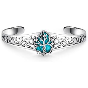 Genuine Turquoise Bracelet for Women 925 Sterling Silver Leaf Turquoise Cuff Bracelet Vintage Western Turquoise Jewelry for Women in Saudi Arabia