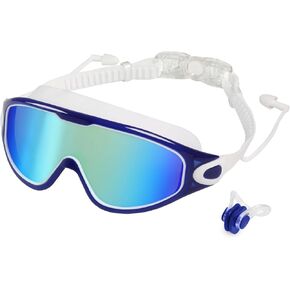 Swim Goggles for Adults, Wide View Anti-Fog & UV Swimming Goggles with Nose Clip & Ear Plugs, No Leak in Saudi Arabia