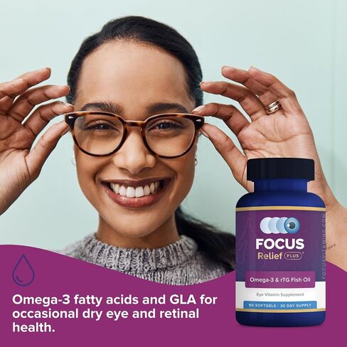 Focus Relief Plus Dry Eye Formula (90 ct. 30 Day Supply) Dry Eye Omega 3 Supplement - Dry Eye Relief Supplement -Omega 3 Fish Oil for Dry Eye in Kuwait