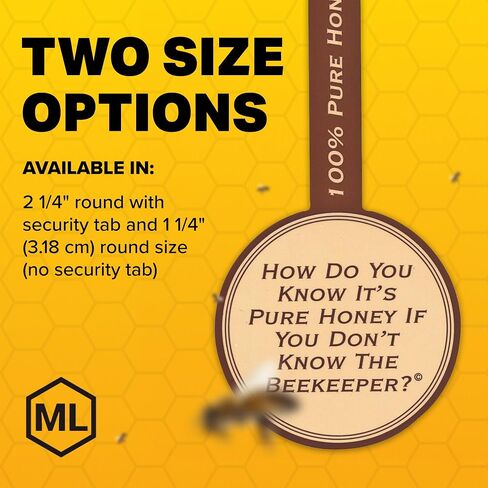 Mann Lake Round Beekeeper Label ، علامة تبويب إثبات العبث الختم ، تصادق العسل المحلي ، سهلة التطبيق ، زيادة مبيعات العسل ، متعددة السطح ، لفة 250 ، (2 1/4 ") in Kuwait