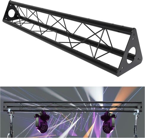 KUAFU 2 x 5ft Triangle Truss Lighting System Stand, 10"x10" Diameter, Universal DJ Metal 5', Mobile Steel Lighting Triangle Bolted Truss, Black (Two Packages) in Saudi Arabia
