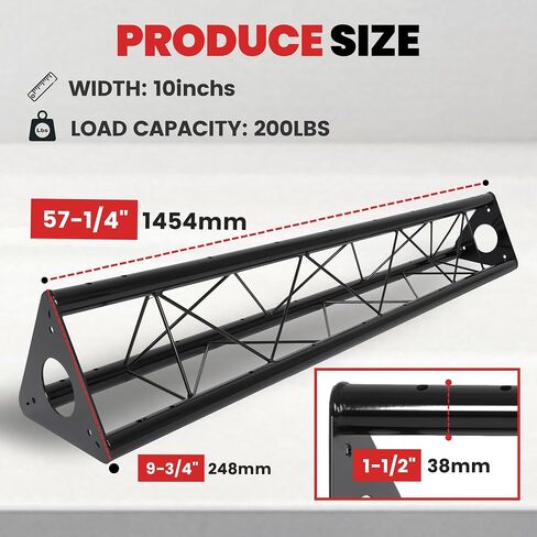 KUAFU 2 x 5ft Triangle Truss Lighting System Stand, 10"x10" Diameter, Universal DJ Metal 5', Mobile Steel Lighting Triangle Bolted Truss, Black (Two Packages) in Saudi Arabia