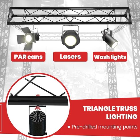 KUAFU 2 x 5ft Triangle Truss Lighting System Stand, 10"x10" Diameter, Universal DJ Metal 5', Mobile Steel Lighting Triangle Bolted Truss, Black (Two Packages) in Saudi Arabia