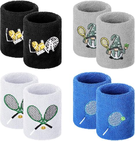 8 PCS Tennis Wristbands Beynnis Beysbands المطرزة الرياضية الجمباز المعصم التنس التنس الملحقات الرياضية ARM Bands Coach Gift for Women Men Ren in Saudi Arabia