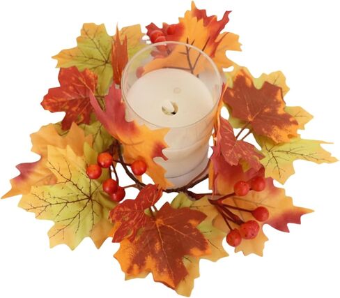 2 PCS Eucalyptus Candle Rings الزهور أكاليل فو ، خزانة المطبخ مصطنعة حامل مزرعة الزراعة الصغيرة 4 بوصات مركز ديكور النافذة جدار الباب (الأخضر) in Kuwait