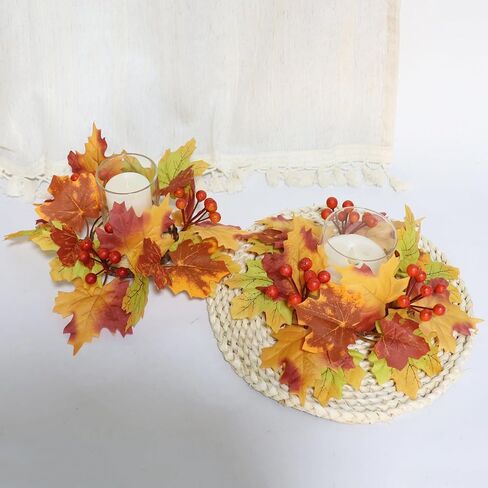 2 PCS Eucalyptus Candle Rings الزهور أكاليل فو ، خزانة المطبخ مصطنعة حامل مزرعة الزراعة الصغيرة 4 بوصات مركز ديكور النافذة جدار الباب (الأخضر) in Kuwait