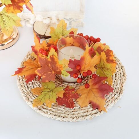 2 PCS Eucalyptus Candle Rings الزهور أكاليل فو ، خزانة المطبخ مصطنعة حامل مزرعة الزراعة الصغيرة 4 بوصات مركز ديكور النافذة جدار الباب (الأخضر) in Kuwait