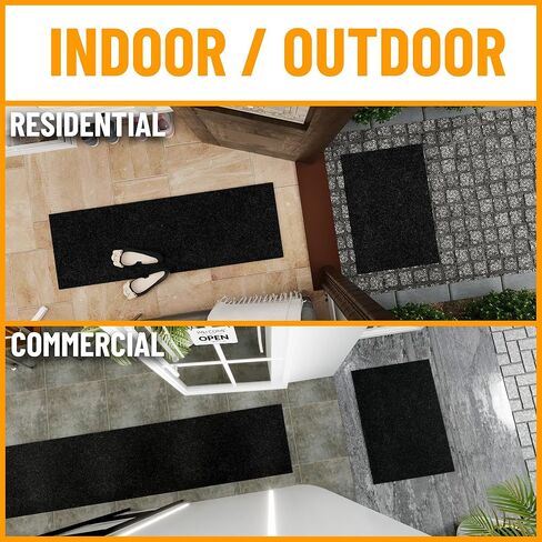 Ottomanson 2'7" x 15' Hallway Runner with Scraper Pile - Extra Durable Non-Slip Rug Mat for Indoor & Outdoor Use - Ideal for Kitchen, Entryway & Garage - High-Traffic Carpet, Black in Saudi Arabia